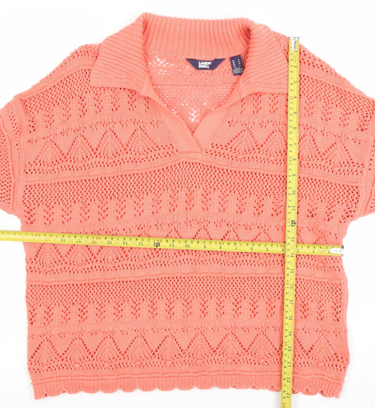 Womens UK Size L Lands' End Pink Pullover Jumper