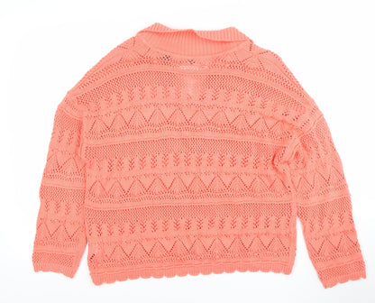 Womens UK Size L Lands' End Pink Pullover Jumper
