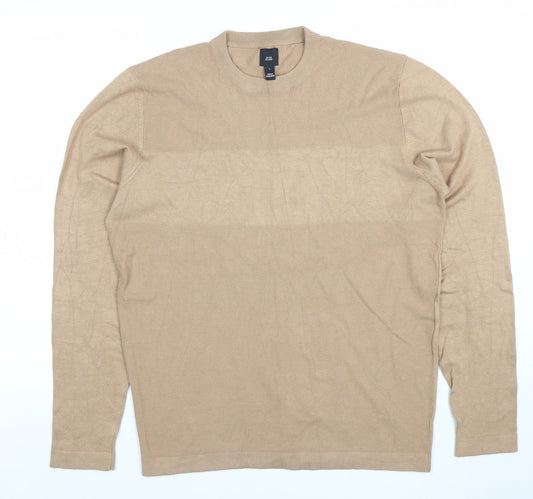 Mens UK Size L River Island Beige Pullover Jumper