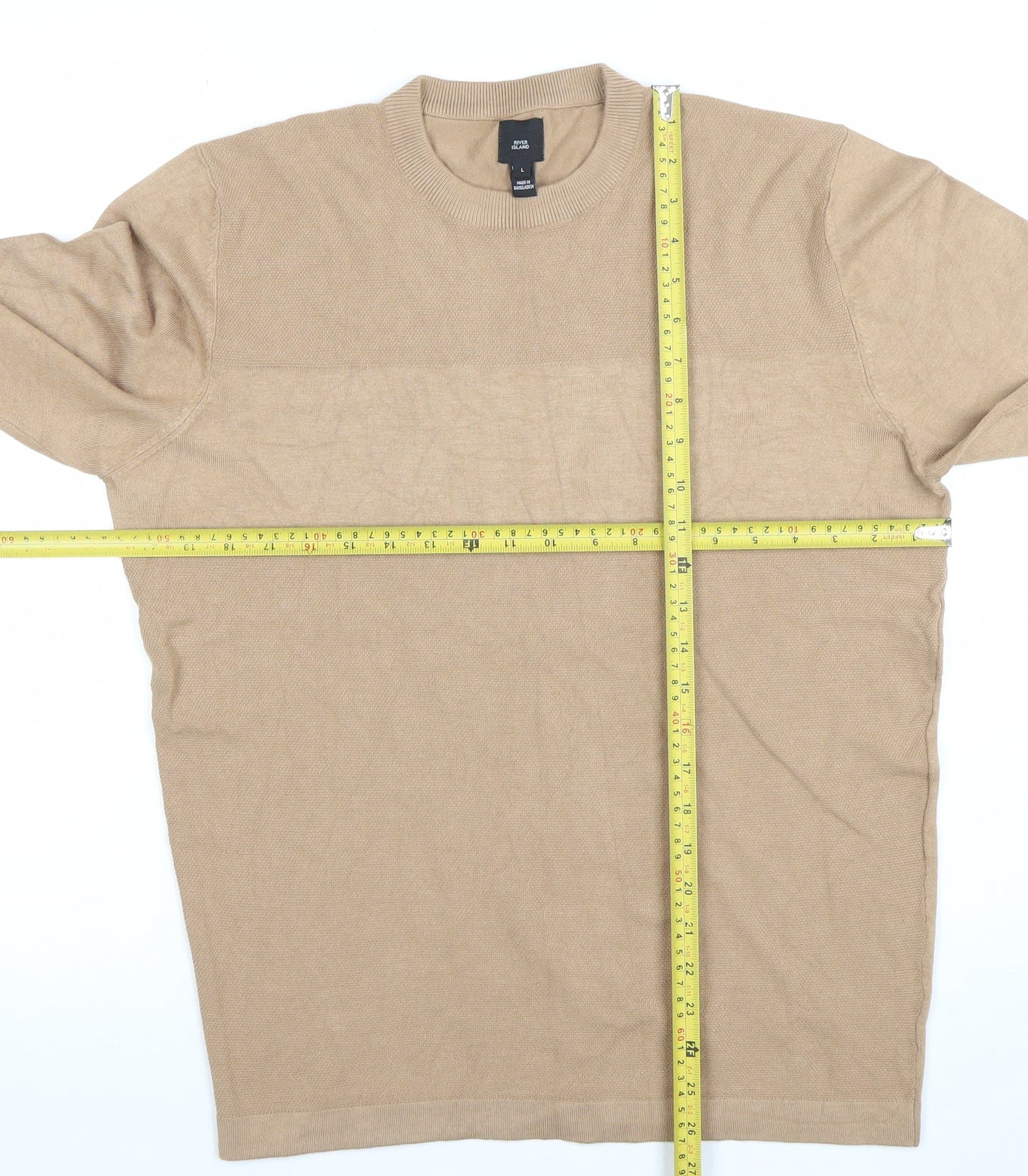 Mens UK Size L River Island Beige Pullover Jumper