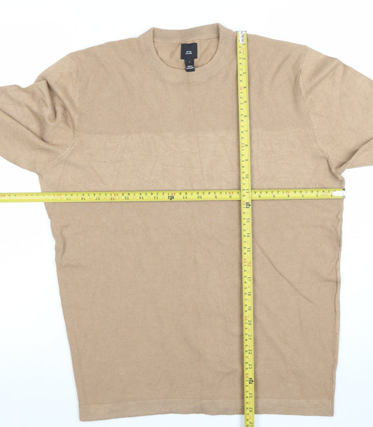 Mens UK Size L River Island Beige Pullover Jumper