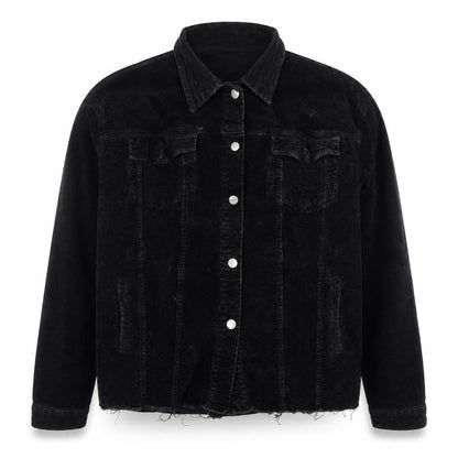 PRETTYLITTLETHING Women’s Black Corduroy Jacket Size 12 Buttons Casual