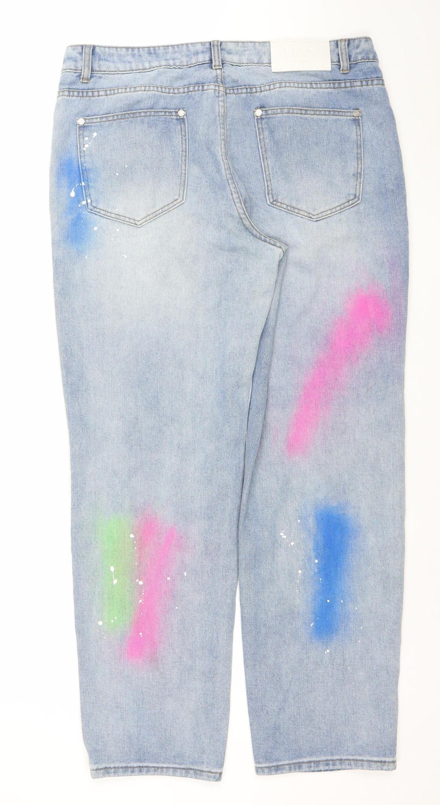 Mens UK Size 30 boohooMAN Regular Fit Straight Blue Jeans