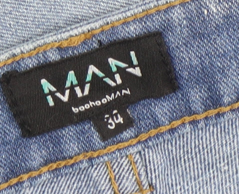 Mens UK Size 30 boohooMAN Regular Fit Straight Blue Jeans