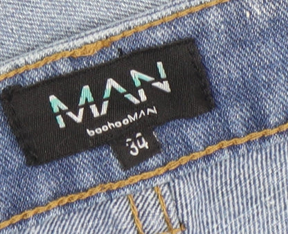 Mens UK Size 30 boohooMAN Regular Fit Straight Blue Jeans