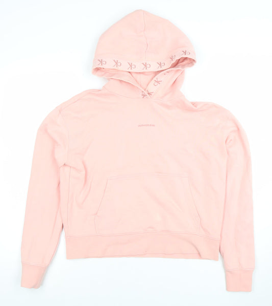 Womens UK Size M Calvin Klein Jeans Pink Pullover Hoodie