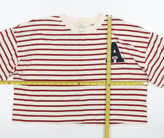 Womens UK Size 14 River Island Multicoloured Cropped T-Shirt
