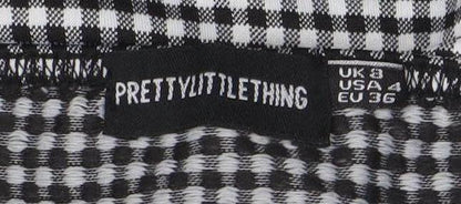 Womens UK Size 8 PRETTYLITTLETHING Black Cropped Tank