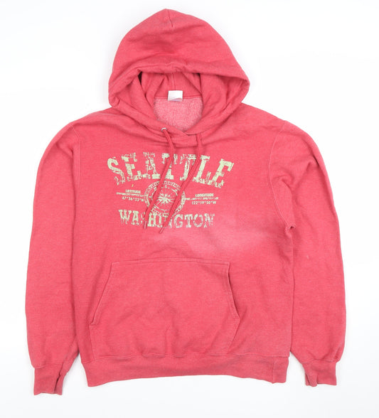 Womens UK Size S Port & Company Pink Pullover Hoodie