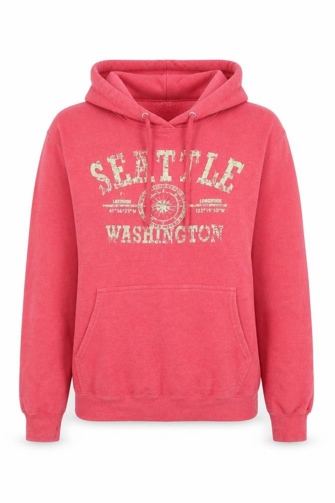 Womens UK Size S Port & Company Pink Pullover Hoodie