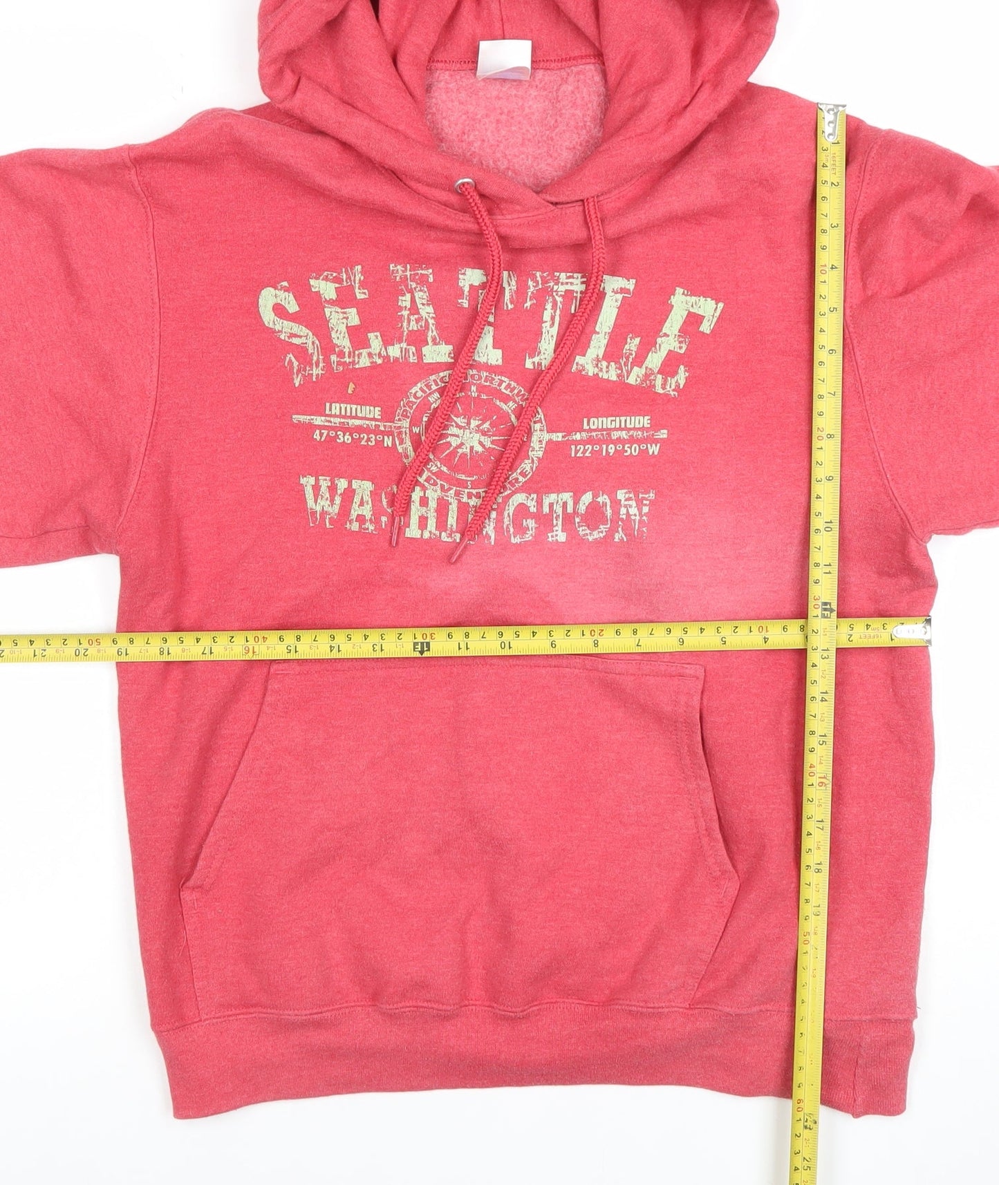 Womens UK Size S Port & Company Pink Pullover Hoodie