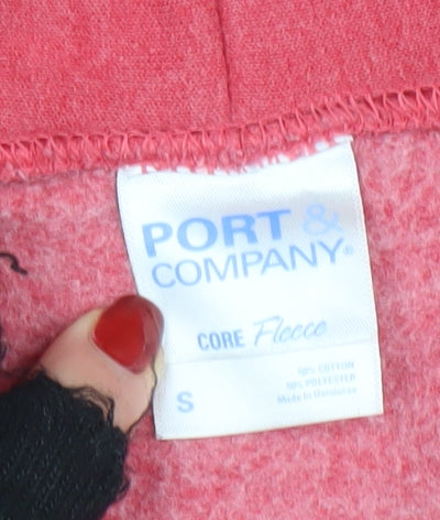 Womens UK Size S Port & Company Pink Pullover Hoodie