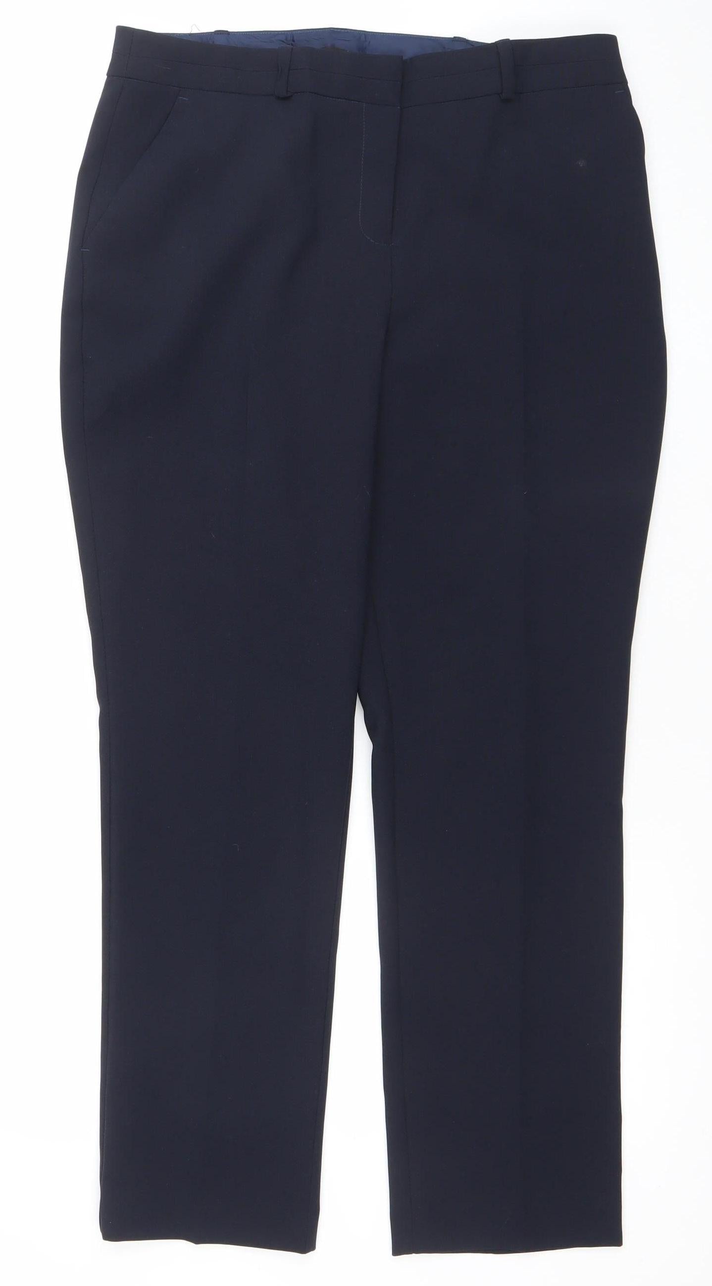 Womens UK Size 12 Dunnes Regular Fit Business Workwear Casual Blue Trousers