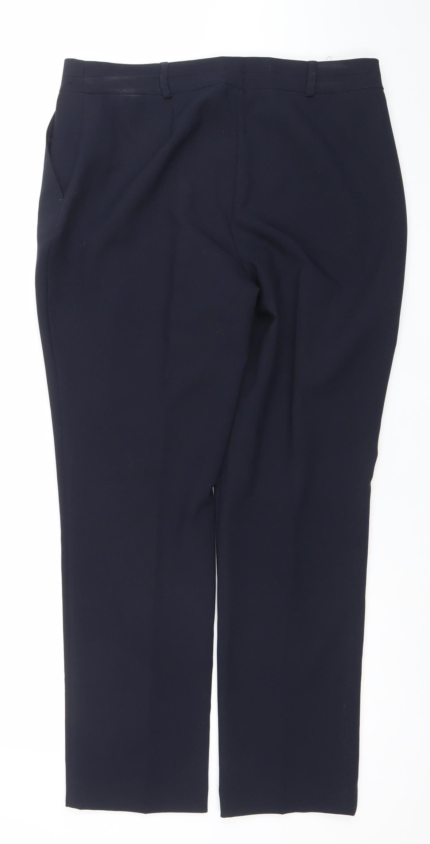 Womens UK Size 12 Dunnes Regular Fit Business Workwear Casual Blue Trousers