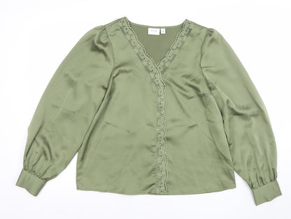 Womens UK Size 10 VILA Green Tunic Blouse