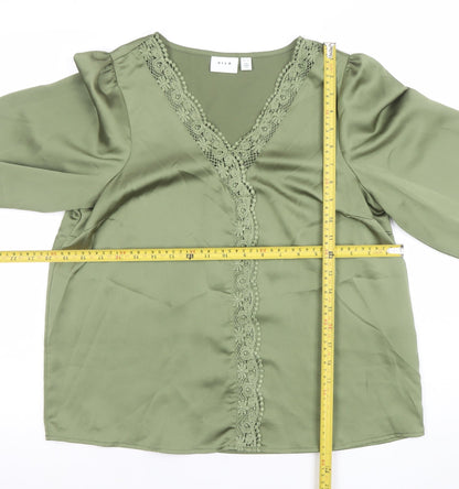 Womens UK Size 10 VILA Green Tunic Blouse