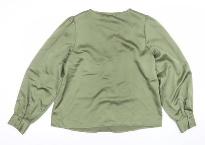 Womens UK Size 10 VILA Green Tunic Blouse
