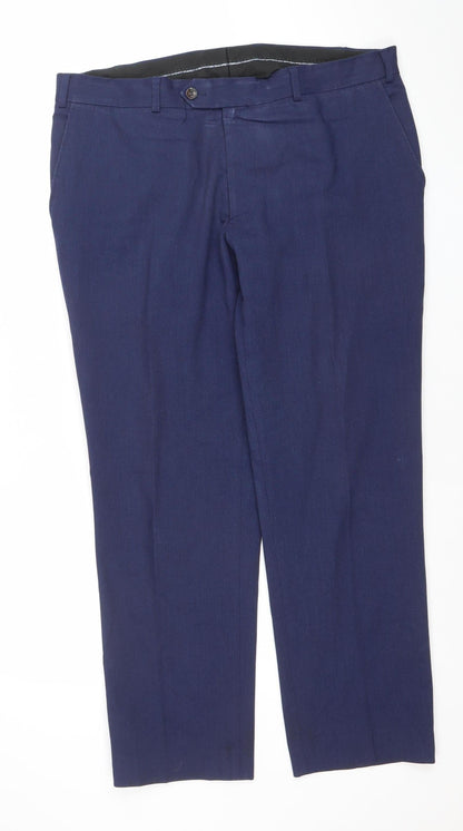 Mens UK Size 34 Daniel Grahame Regular Fit Dress Pants Blue Trousers