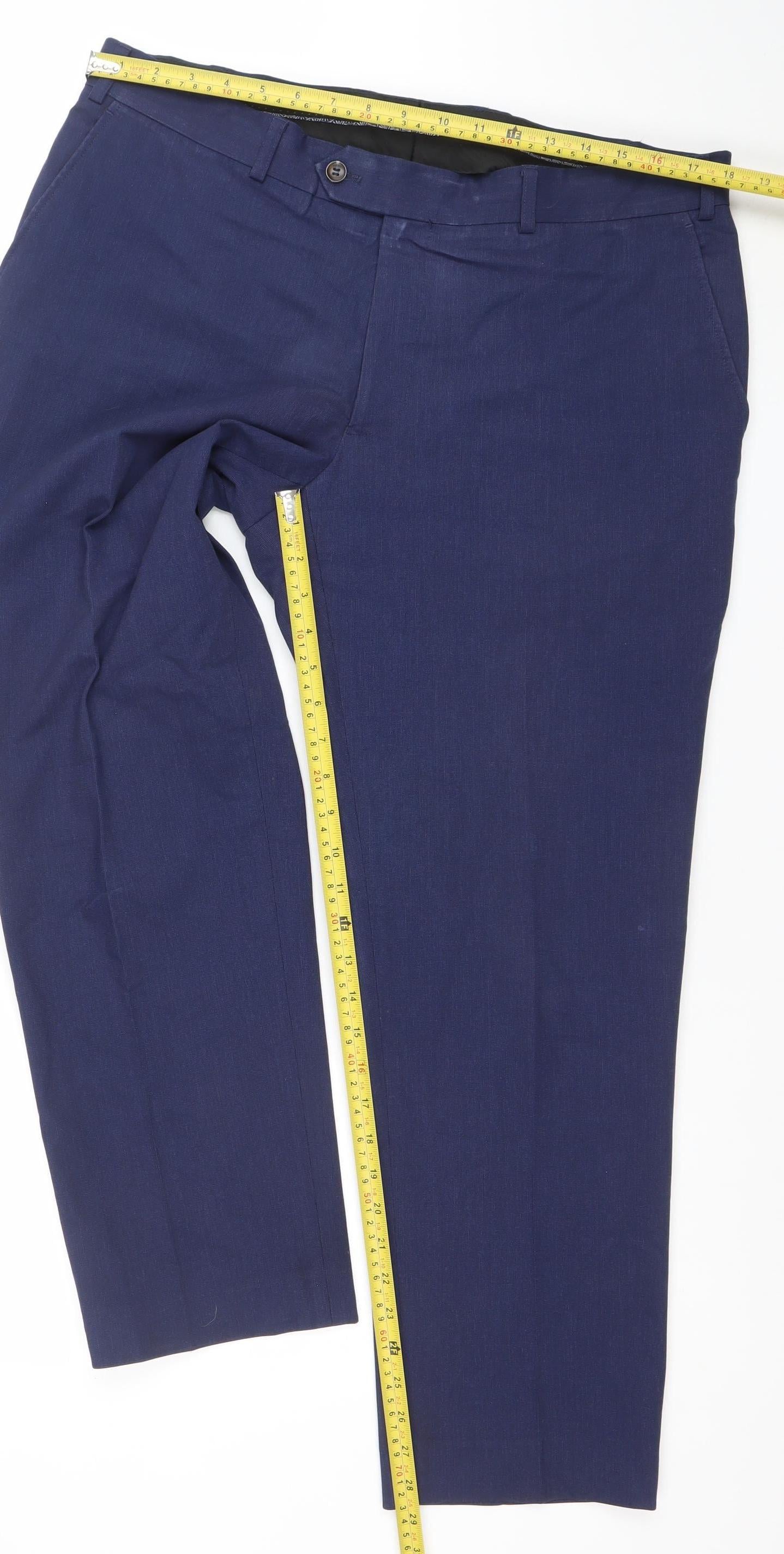 Mens UK Size 34 Daniel Grahame Regular Fit Dress Pants Blue Trousers
