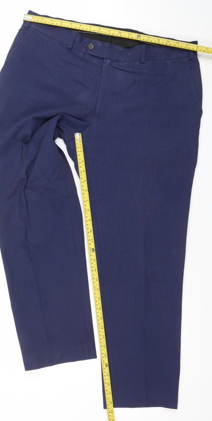 Mens UK Size 34 Daniel Grahame Regular Fit Dress Pants Blue Trousers