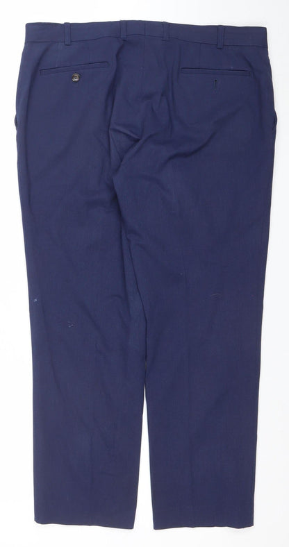 Mens UK Size 34 Daniel Grahame Regular Fit Dress Pants Blue Trousers