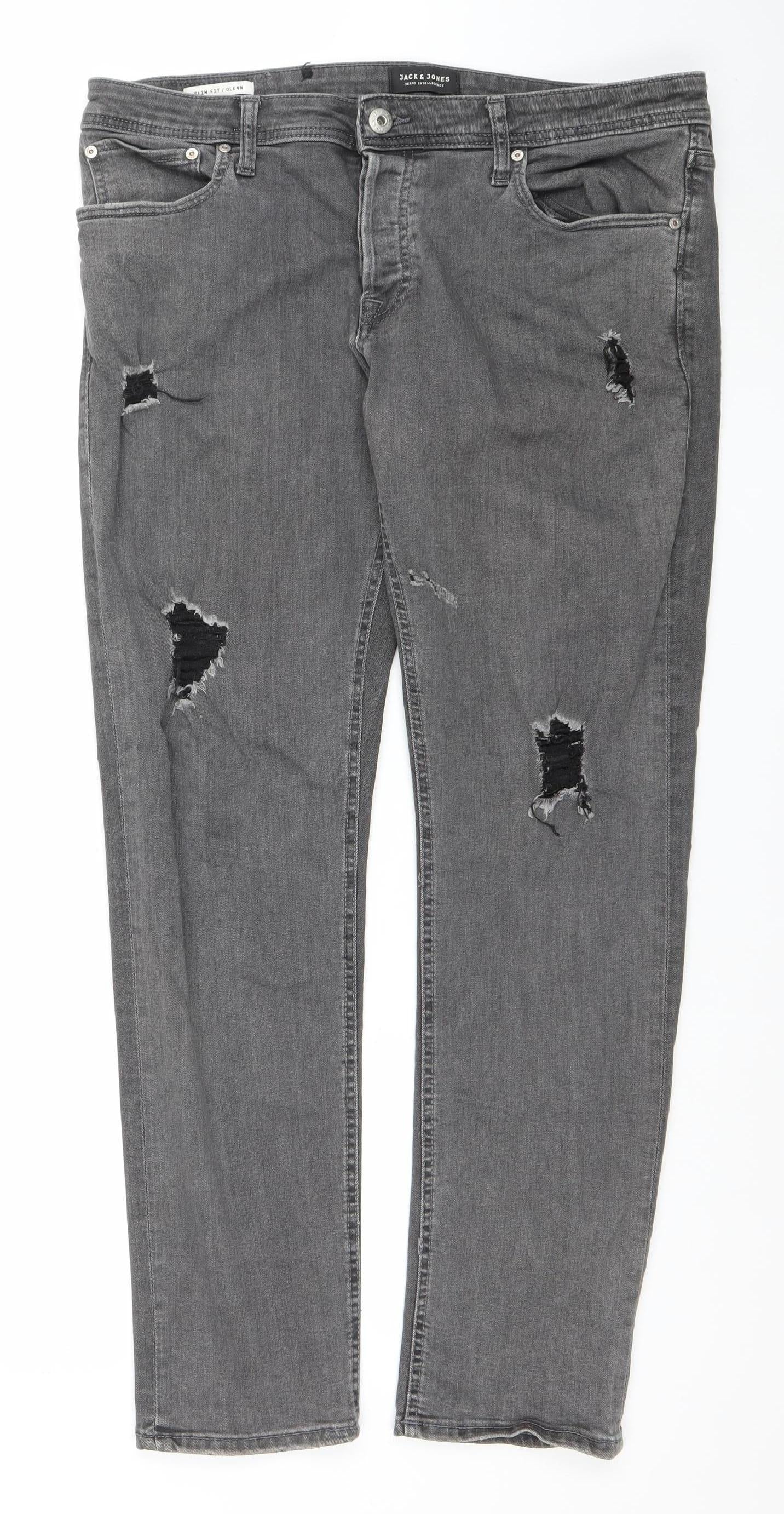 Mens UK Size 38 JACK & JONES Regular Fit Straight Grey Jeans