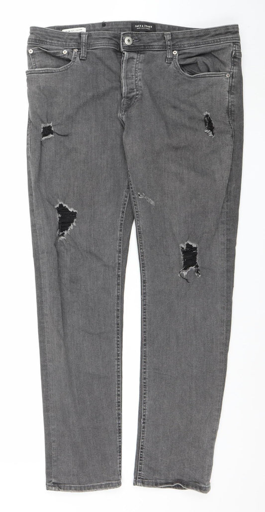 Mens UK Size 38 JACK & JONES Regular Fit Straight Grey Jeans