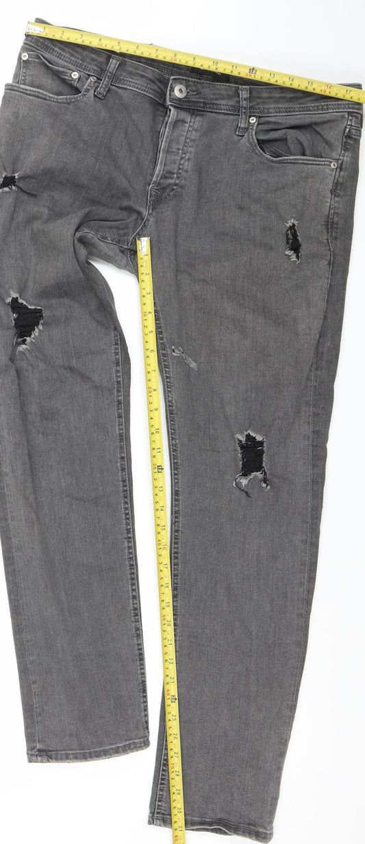 Mens UK Size 38 JACK & JONES Regular Fit Straight Grey Jeans
