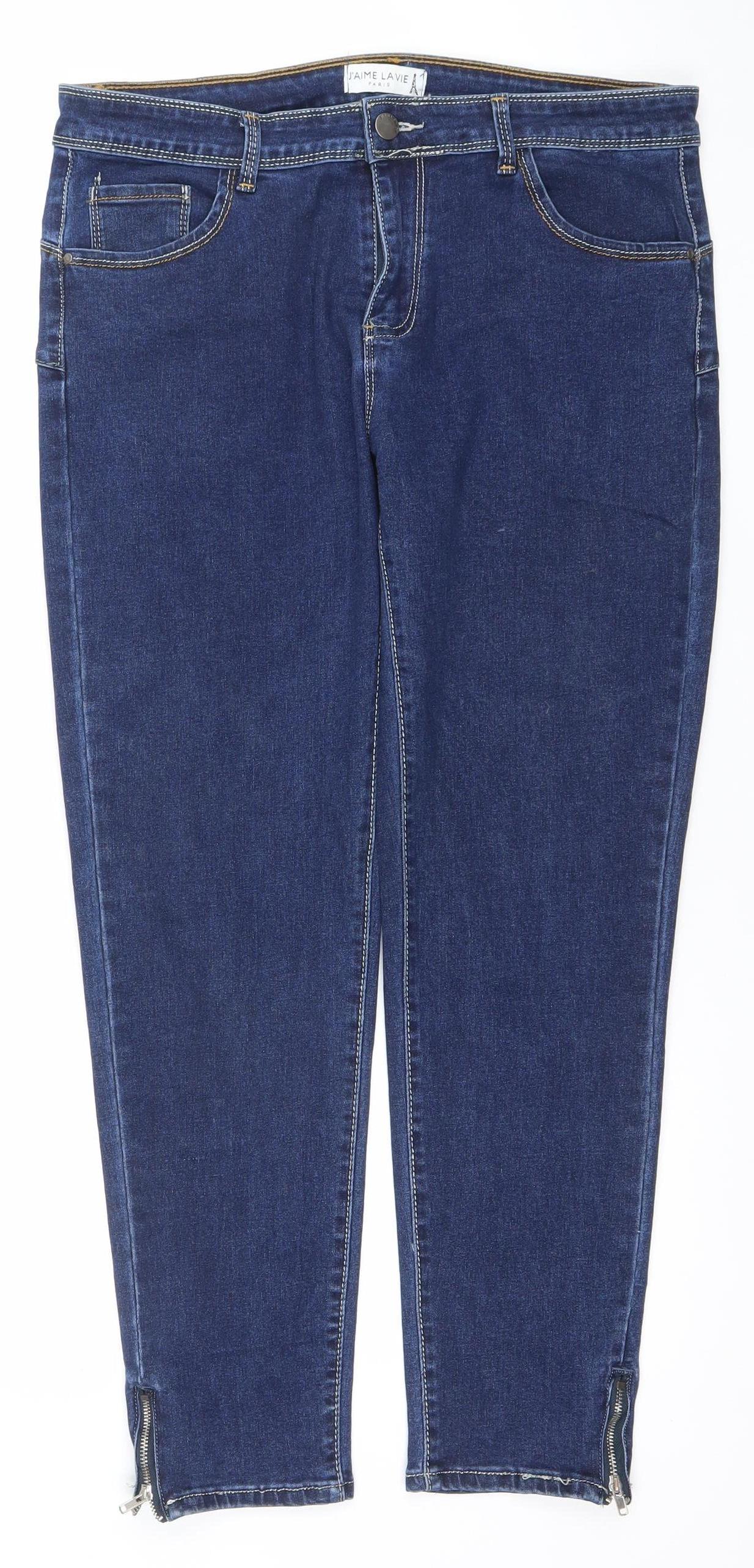 Womens UK Size 16 J’AIME LA VIE Slim Fit Skinny Blue Jeans