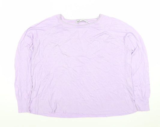 Womens UK Size L Zara Purple Pullover Jumper
