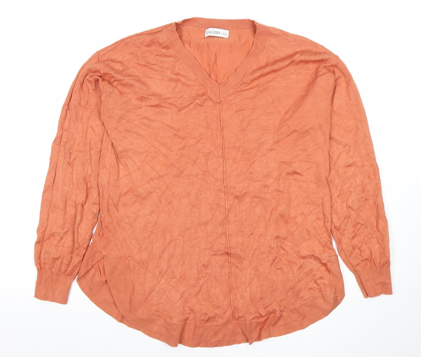 Womens UK Size S Gallery Orange Basic Blouse
