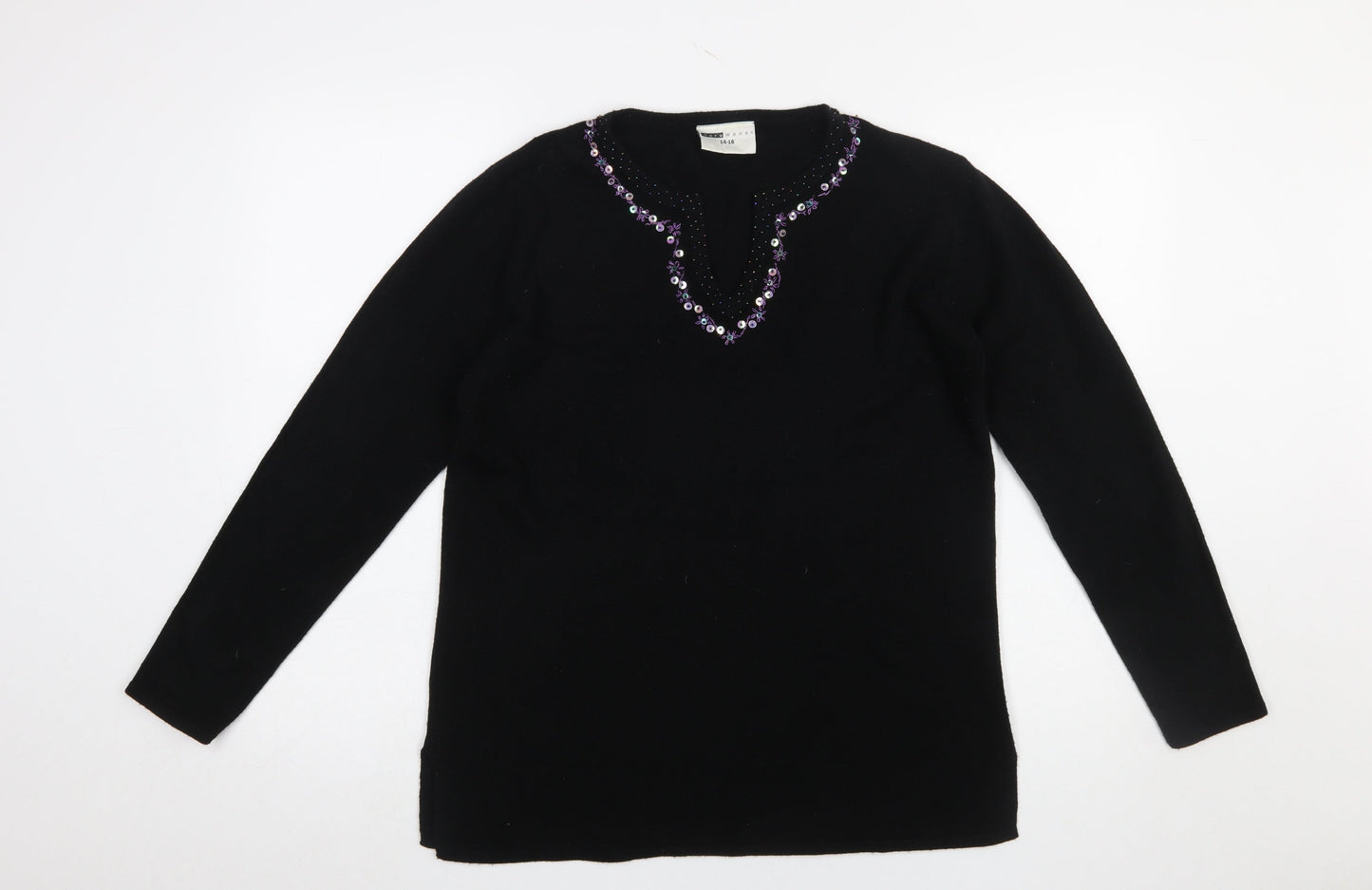 Womens UK Size 14-16 Said Woman Black Pullover Jumper