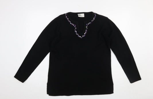 Womens UK Size 14-16 Said Woman Black Pullover Jumper
