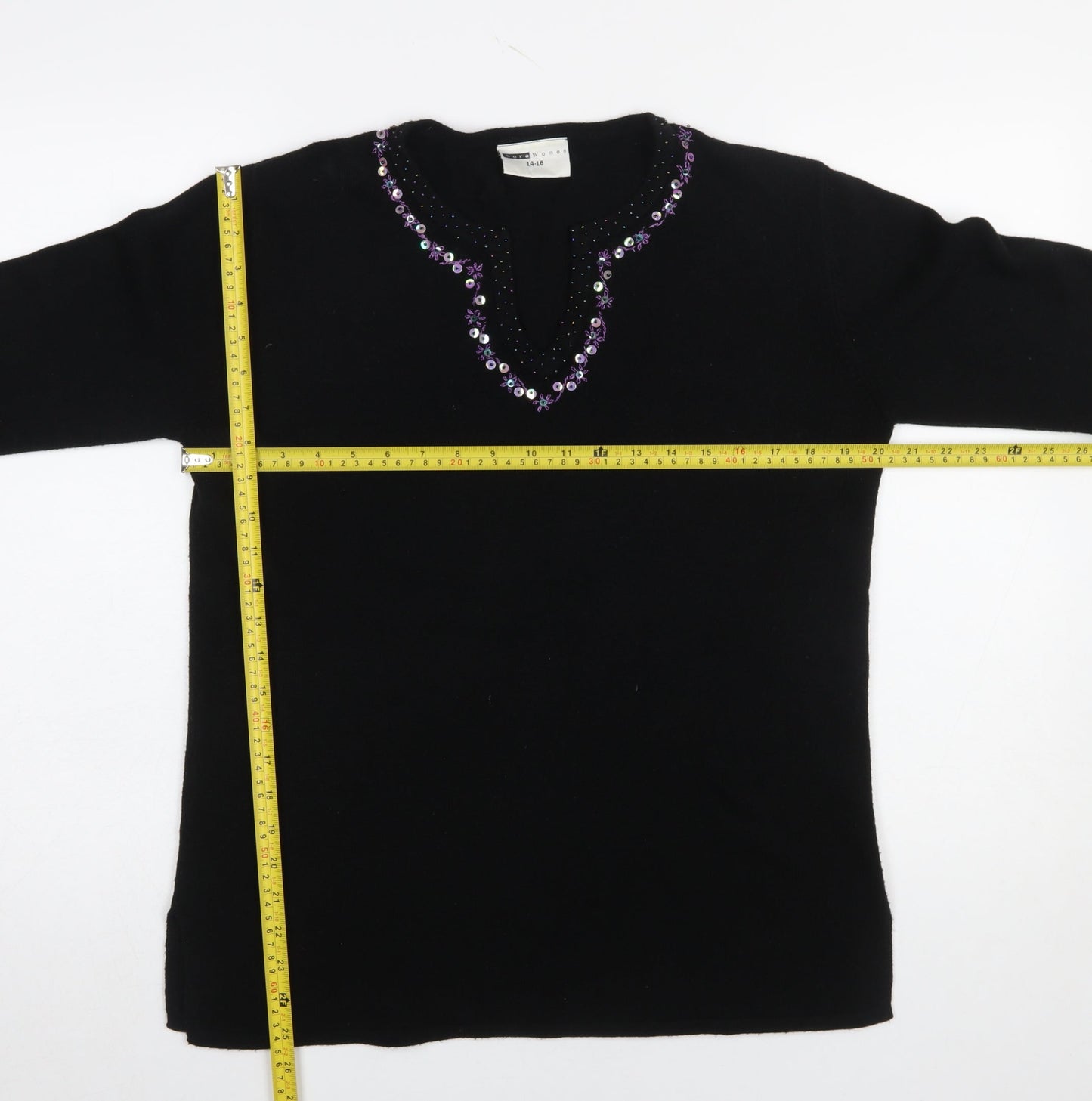 Womens UK Size 14-16 Said Woman Black Pullover Jumper