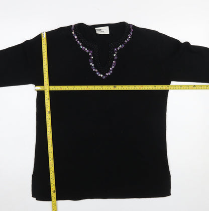Womens UK Size 14-16 Said Woman Black Pullover Jumper