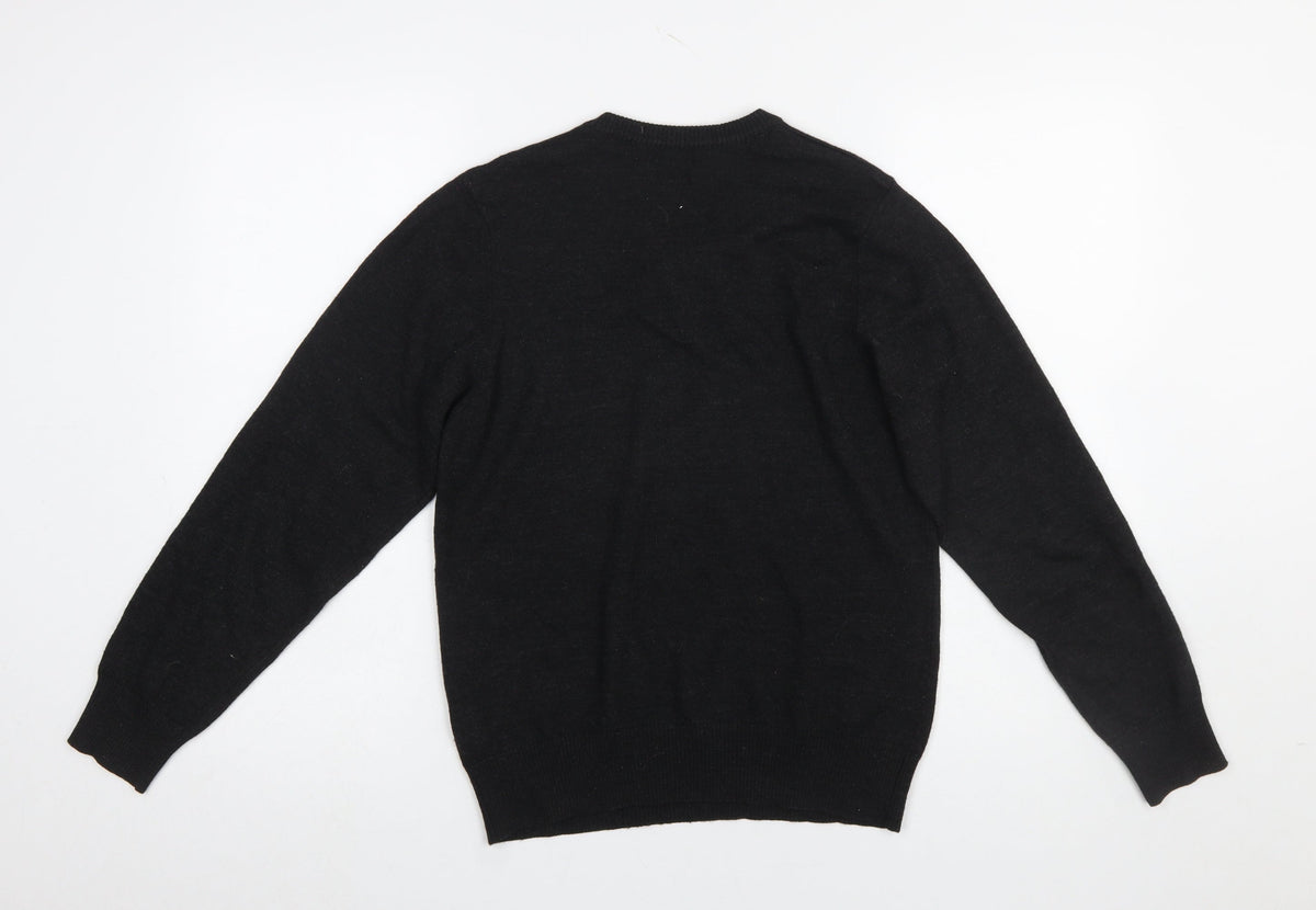 Mens UK Size M River Island Black Pullover Jumper