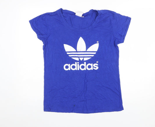 Womens UK Size XL adidas Blue Basic T-Shirt