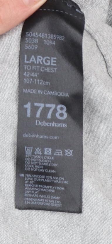 Mens UK Size L Debenhams Grey Pullover Jumper
