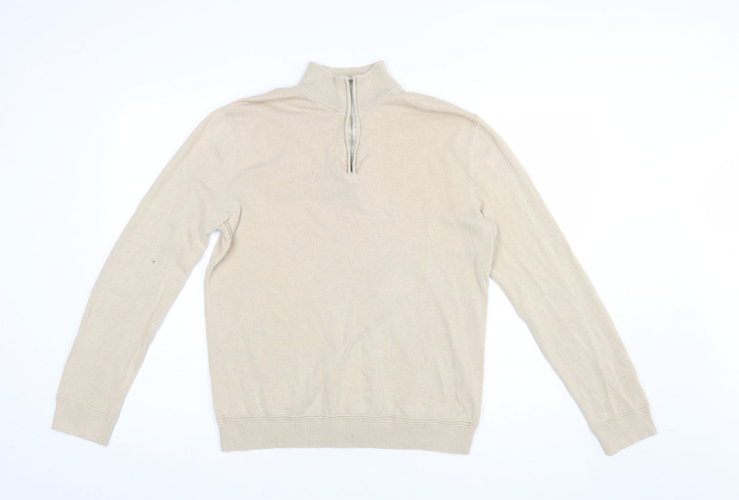 Mens UK Size M Topman Beige Full Zip Jumper
