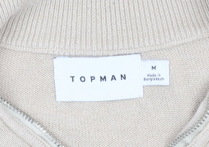 Mens UK Size M Topman Beige Full Zip Jumper