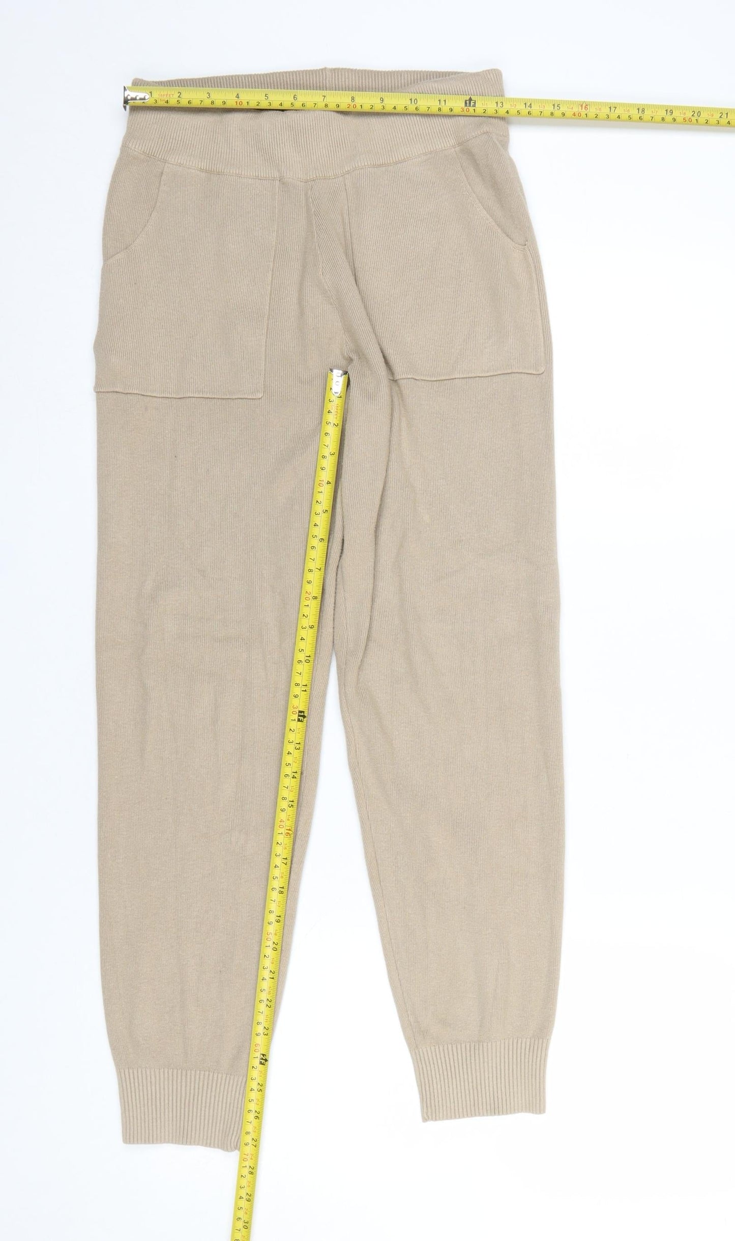 Womens UK Size S New Look Regular Fit Jogger Beige Trousers