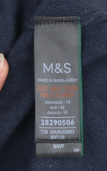 Womens UK Size 14 Marks and Spencer Blue Pullover Jumper