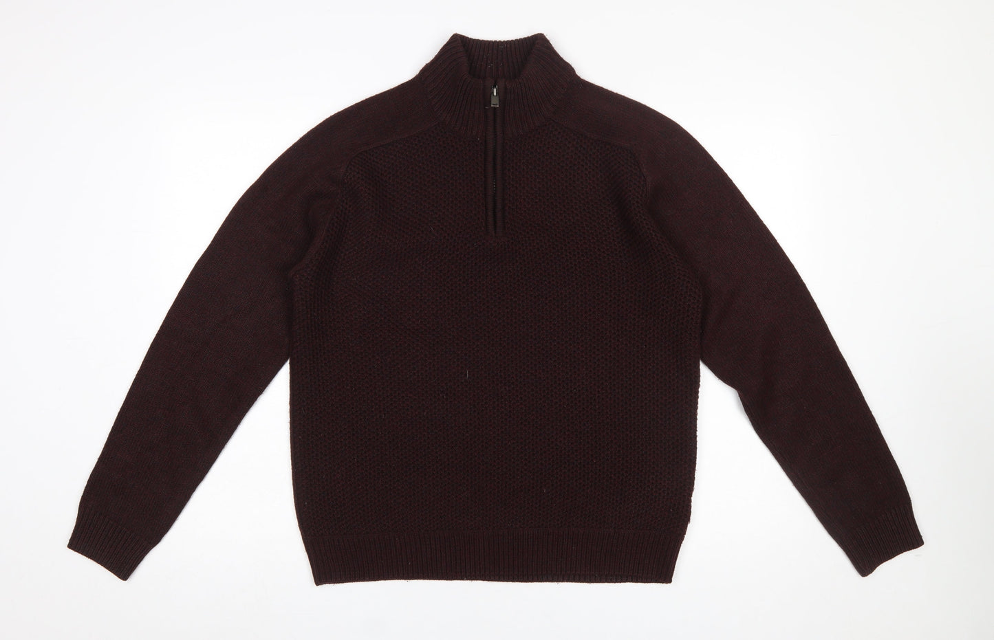 Mens UK Size M Marks and Spencer Brown 1/4 Zip Jumper