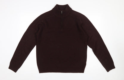 Mens UK Size M Marks and Spencer Brown 1/4 Zip Jumper