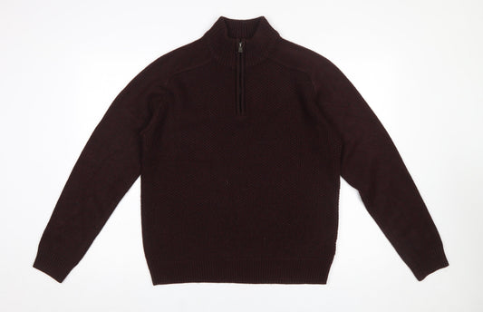 Mens UK Size M Marks and Spencer Brown 1/4 Zip Jumper