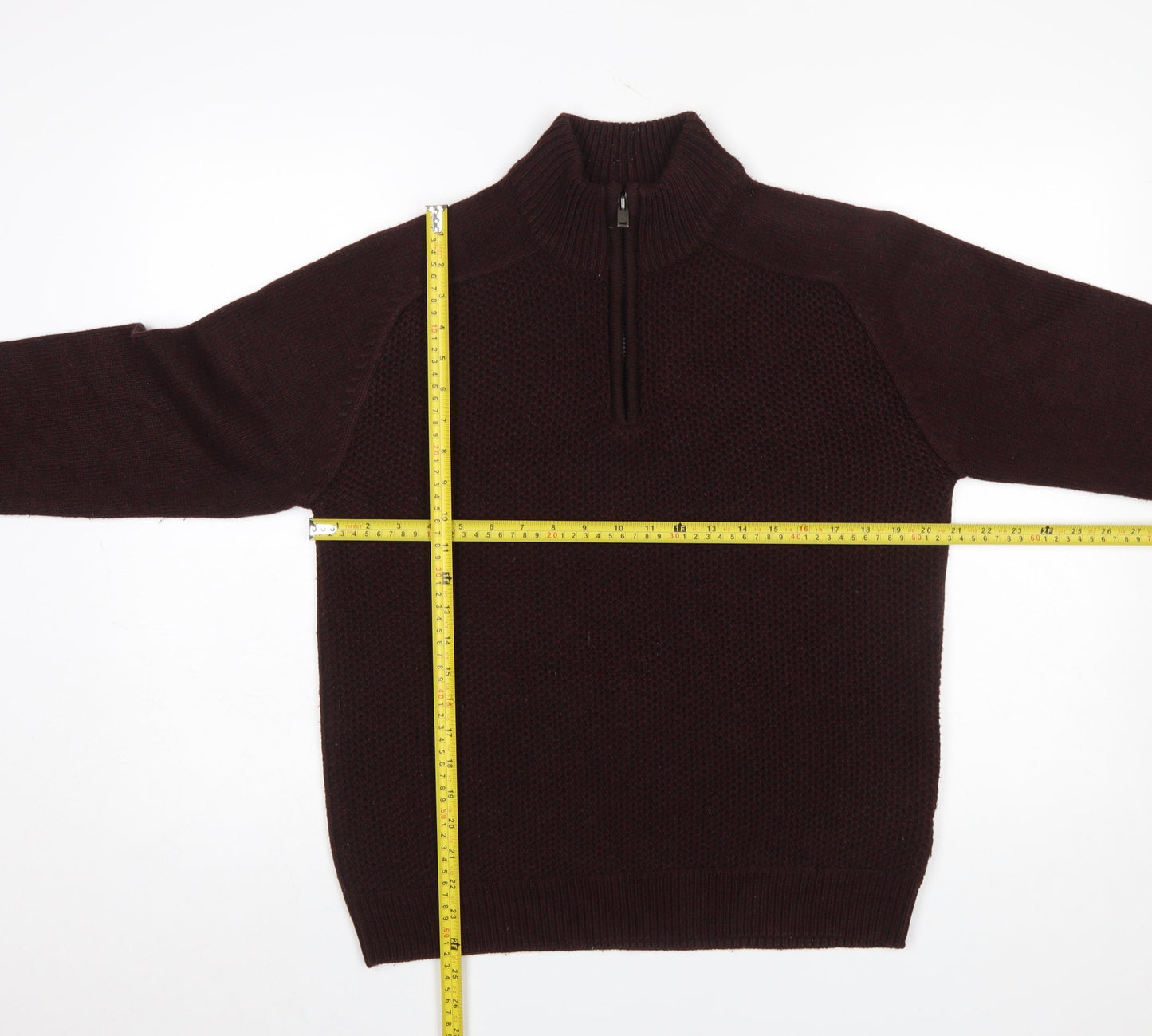Mens UK Size M Marks and Spencer Brown 1/4 Zip Jumper