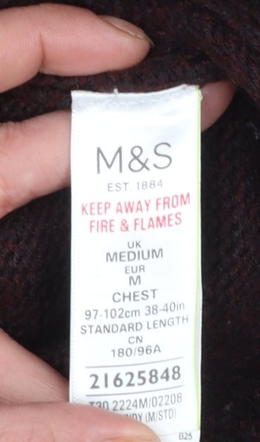 Mens UK Size M Marks and Spencer Brown 1/4 Zip Jumper