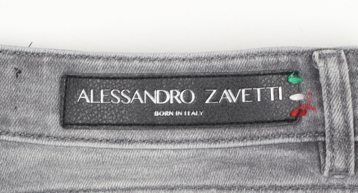 Mens UK Size 32 Alessandro Zavetti Slim Fit Skinny Grey Jeans