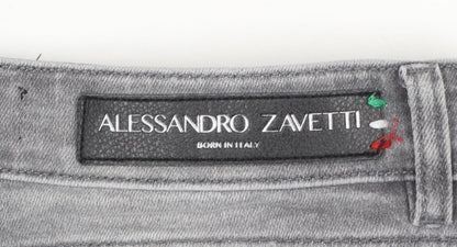 Mens UK Size 32 Alessandro Zavetti Slim Fit Skinny Grey Jeans