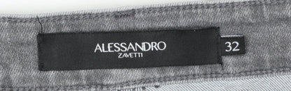 Mens UK Size 32 Alessandro Zavetti Slim Fit Skinny Grey Jeans